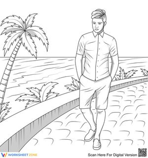 Man Walking by the Sea Coloring Page | Essential Printable