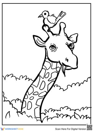 Giraffe and Bird Illustration Worksheet