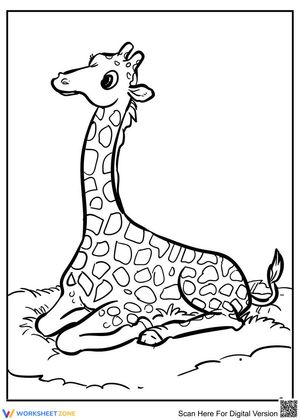 Giraffe on the Grass Illustration Worksheet