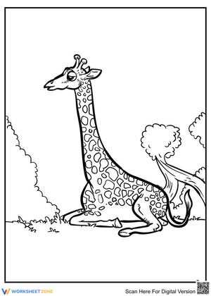 Sitting Giraffe Illustration Worksheet