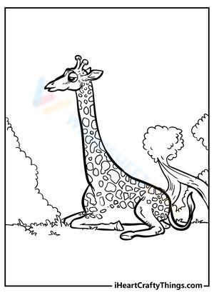 Sitting Giraffe Illustration Worksheet
