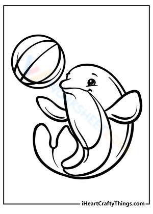 Dolphin Playing with a Ball Worksheet