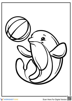 Dolphin Playing with a Ball Worksheet