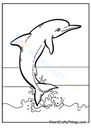 Dolphin on the Wave Illustration Worksheet