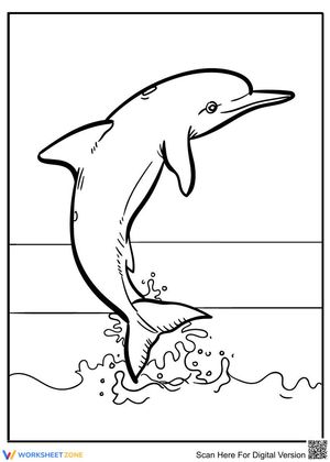 Dolphin on the Wave Illustration Worksheet
