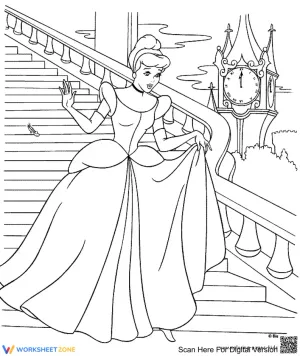Cinderella Running Away Printable Coloring Page