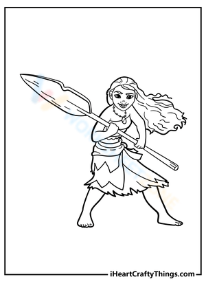 Ready to Fight Moana Illustration Worksheet