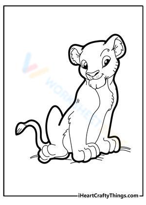 Adorable Lion Illustration Worksheet