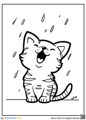 Happy Kitten Under the Rain