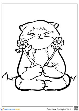 Baby Kitten Holding Flowers