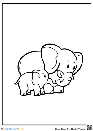 Elephant and Baby Worksheet
