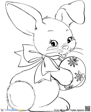 Bunny and Easter Egg Coloring Page | Essential Printable