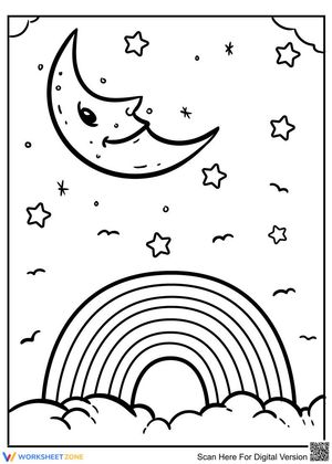 Rainbow and the moon