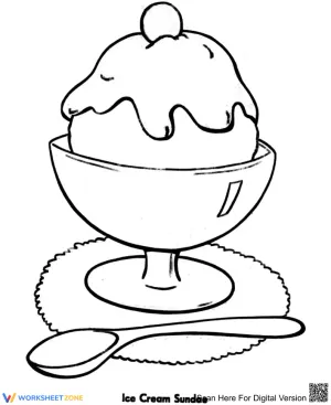 Ice Cream Sundae Coloring Sheet