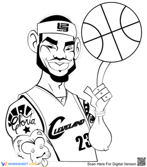 Basketball Player LeBron James Cartoon Coloring Sheet