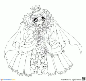 Princess Coloring Page: Anime Style 