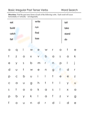 Basic Irregular Past Tense Verbs 