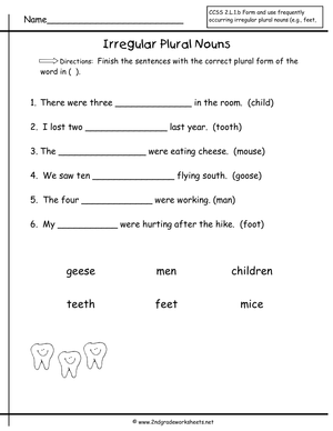 Irregular Plural Nouns Worksheet
