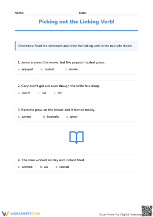 Linking Verbs Worksheet | Grade 3 Printable Practice