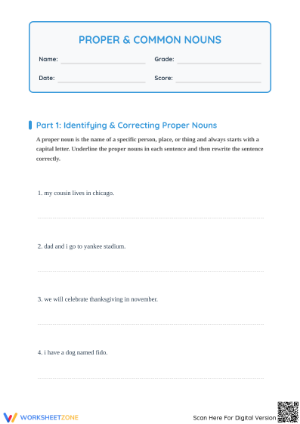 Proper and Common Nouns Worksheet | Grade 2 Essential