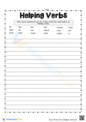 Interactive Helping Verbs Sentence