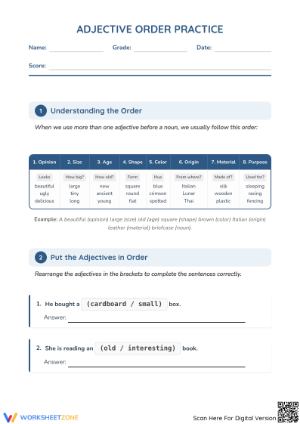 Essential Adjective Order Practice | Grade 4 ELA