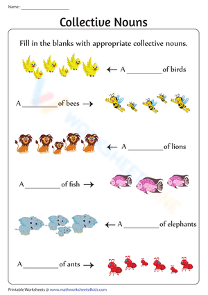Collective Nouns Worksheet for Kids
