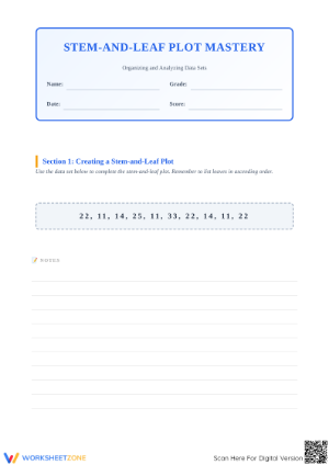 Printable Stem-and-Leaf Plot Mastery | Grade 6 Math