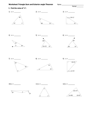 Triangle Sum and Exterior Angle Theorem