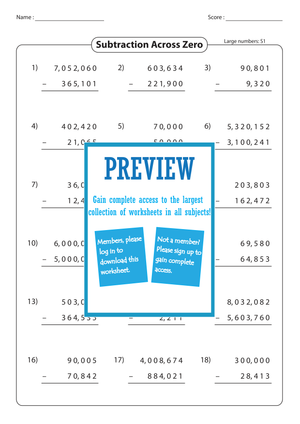 Subtract Large Numbers Across Zero