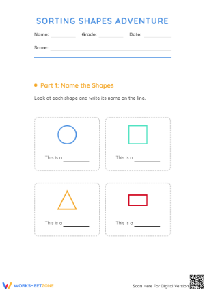 Printable Sorting Shapes Worksheet | Kindergarten Math
