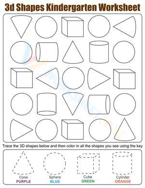 3D Shapes Kindergarten Worksheet
