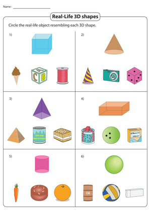 Real Life 3D Shapes Worksheet