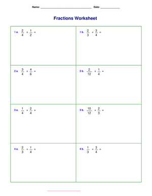 Practice Fractions Worksheet