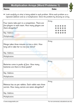 Multiplication Arrays Worksheet