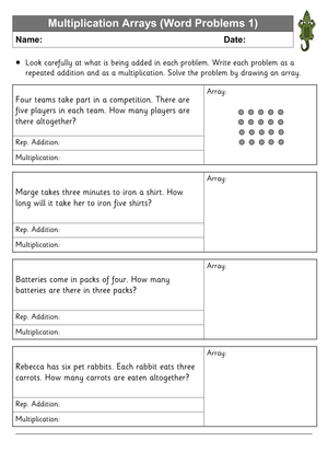 Multiplication Arrays Worksheet