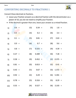 Converting Decimals to Fractions