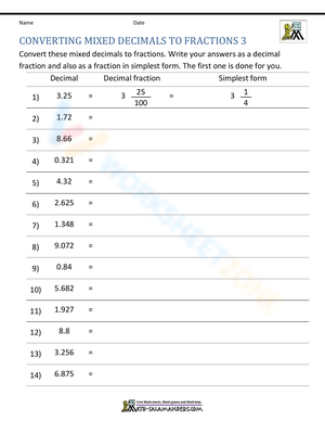 Converting Mixed Decimals to Fractions
