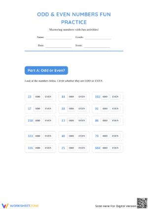 Essential Odd and Even Numbers Worksheet | Grade 3-4 Aligned