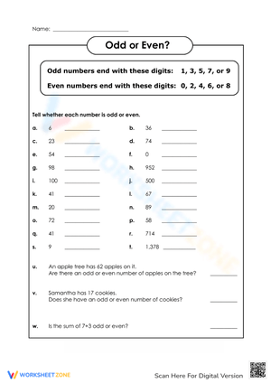  Odd and Even Numbers: Fun Practice