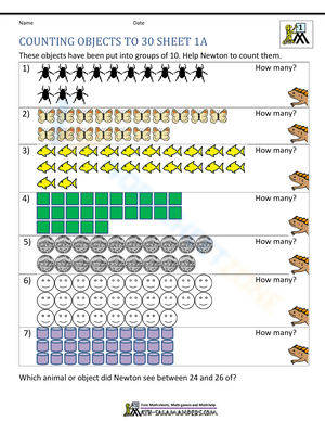 Counting Objects to 30 Worksheet