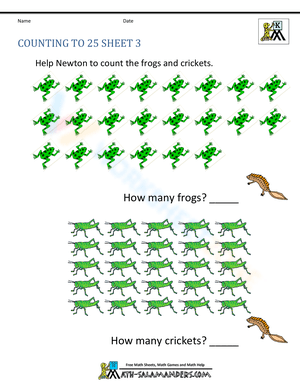 Counting to 25 Practice Worksheet