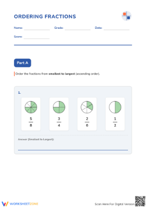 Ordering Fractions Essential Worksheet | Grade 3-5 Math