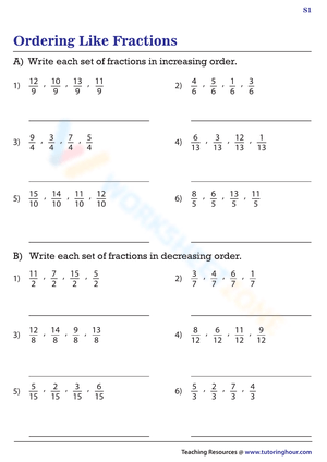 Ordering like fractions