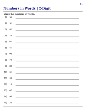 Numbers in Words - 2 Digit Practice
