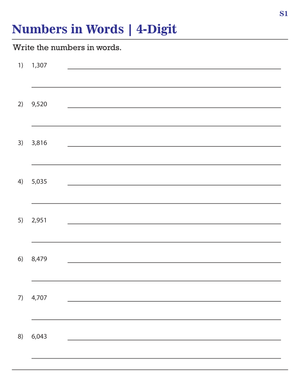 Numbers in Words - 4 Digit Practice