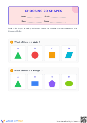 Essential 2D Shapes Identification Worksheet | Grade 1-3