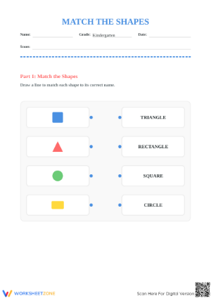Printable Kindergarten Shapes Worksheet: Match & Trace Guide