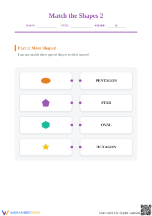 Printable Shape Matching Worksheet | Kindergarten Math