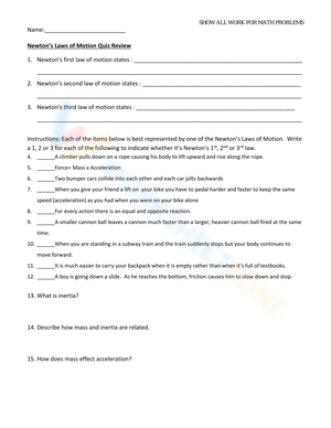 Review Newton's Laws of Motion with This Quiz